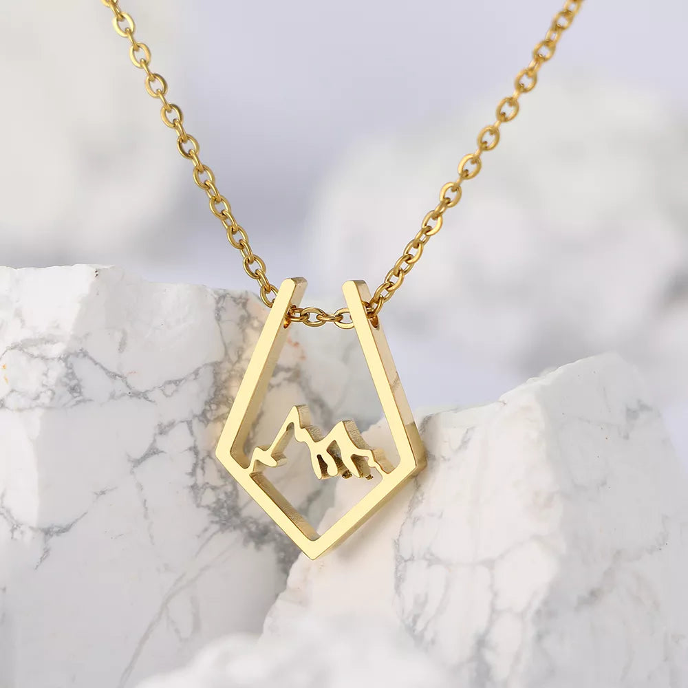 Stainless Steel Necklaces Irregular Mountain Peak Pendant Chain Collar Charm Fashion Necklace For Women Jewelry Party Men Gifts - Charlie Dolly