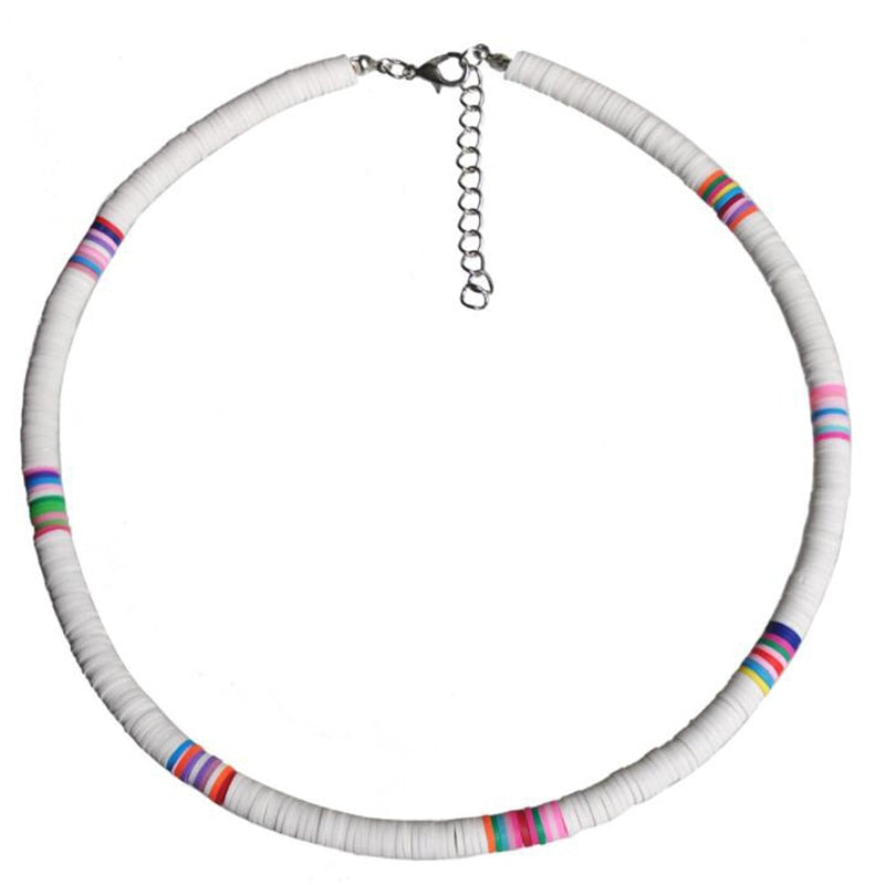 6MM Punk Polymer Clay Necklace Soft Pottery Choker Necklace Colorful Surfer Beads Collar Handmade Femme Jewelry Gifts