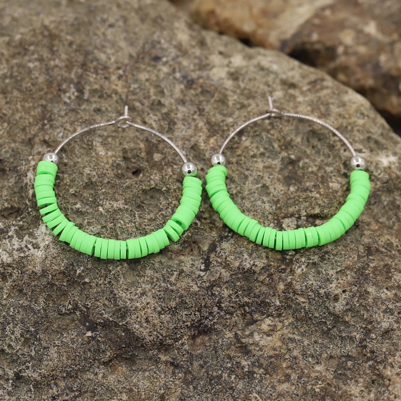 Multicolor Boho Hoop Earrings 2023 New Fashion Colorful Clay korean Jewelry Earrings Accesories for Women Girls