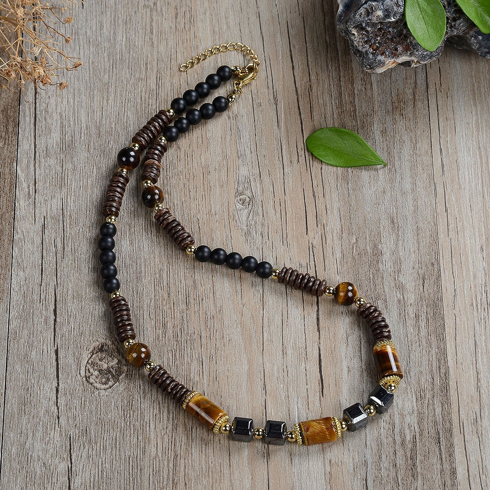 coconut shell men's necklace simple natural wood necklace men's yoga meditation jewelry men's accessories