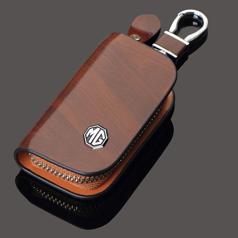Leather Car Zipper Key Case Cover Wallet Bag Keychain For MG ZS 350 GS GT HS MG5 MG6 MG7 TF ORKINA Accessories