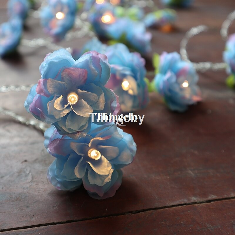 pale Pink blush Rose Flower Fairy string lights 20LED floral wedding party bedroom decoration centerpiece girl for Home Decor