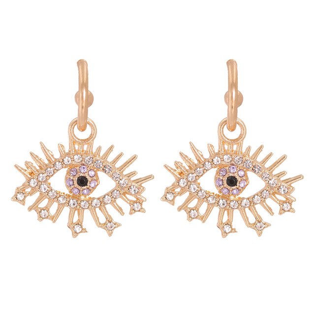 JUJIA Trendy Ethnic Love Heart Shape Evil Eye Drop Earrings For Women Vintage Statement Crystal Dangle Earring Jewelry Gift
