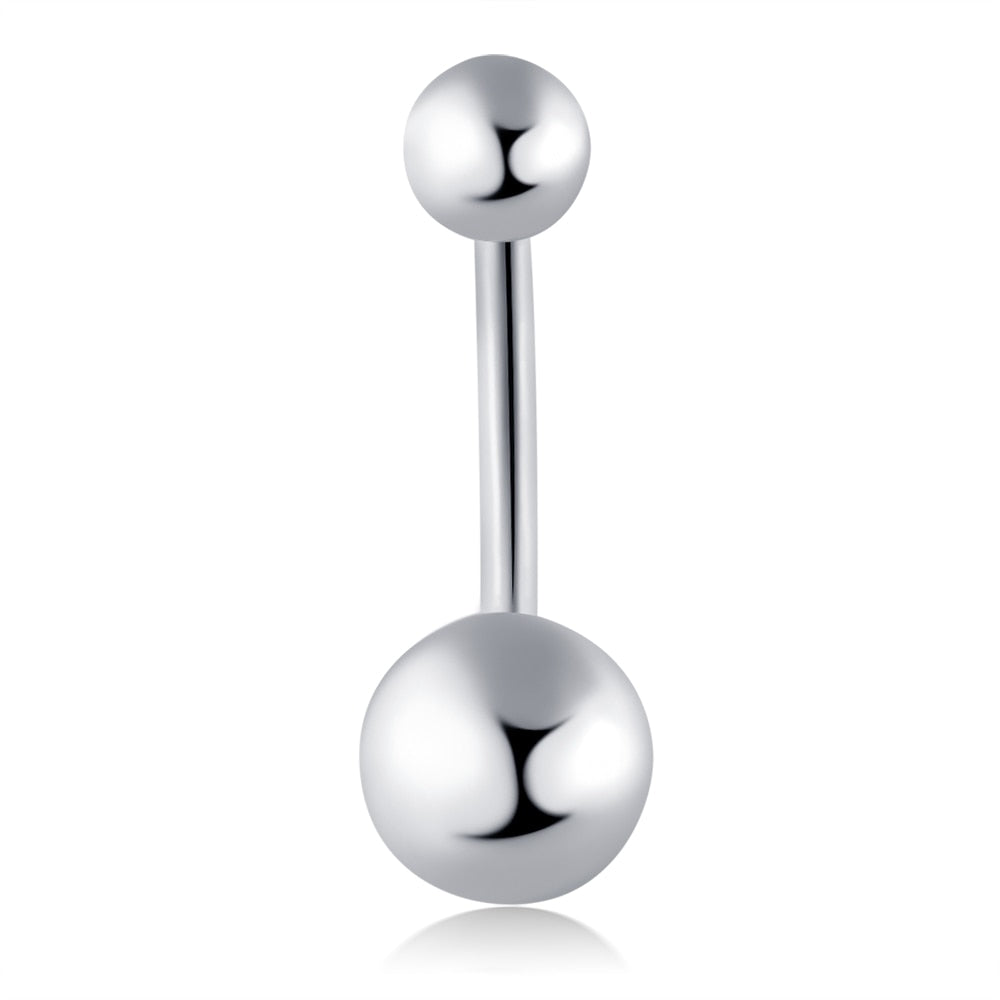 JUNLOWPY Wholesales 100pcs Silver 10/12/14mm Belly Button Rings Body Piercing Navel Piercing 14g 10mm