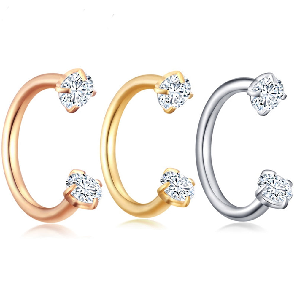 1PCS Fashion Fake Nose Ring Crystal C Clip Septum Lip Non Piercing Swirls Nose Rings Hoop For Women Men Body Jewelry