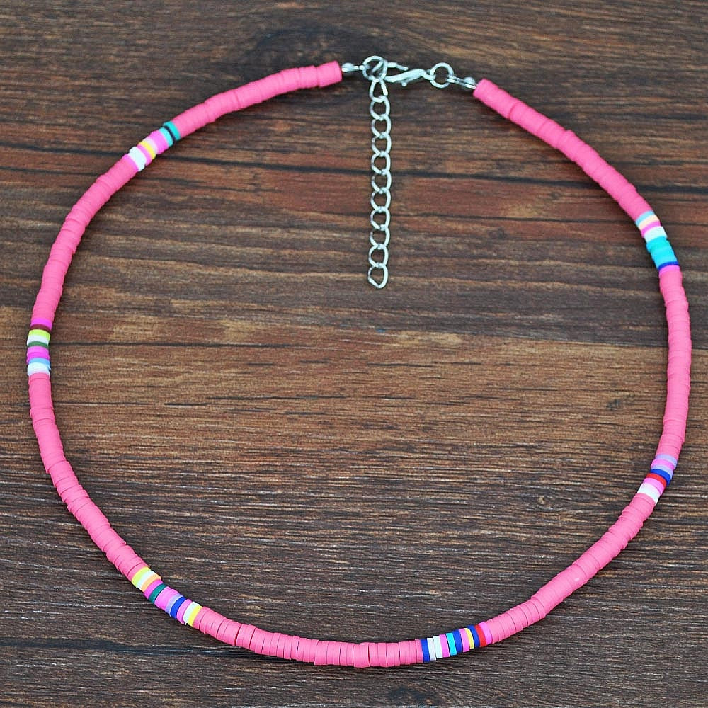 Fashion Soft Pottery Choker Necklace For Women Bohemian Colorful Clay Collar Shell Necklace Summer Beach Jewelry