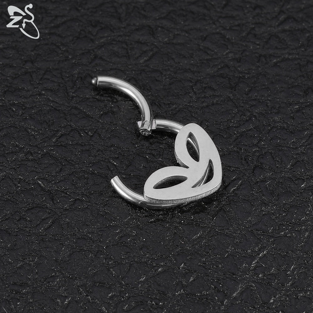 ZS 1 Piece 316L Stainless Steel Nose Ring 16G Zirconia Septum Clicker Rock Ear Helix Septum Piercing Rings Piercing Jewelry 8mm