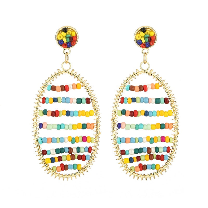 Fashion Boho Earrings For Women Colorful Style Sweet Flower Earrings Jewelry Spring Summer Floral Beaded Earrings Accessories