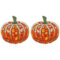 Exaggerated Colored Rhinestone Pumpkin Earrings Personality Creativity Retro Halloween Female Earrings - Charlie Dolly
