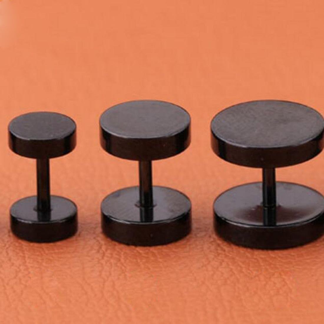 2Pcs Punk Black Unisex Stud Earring Barbell Piercing Earring For Men Women Gothic Street Pop Hip Hop Ear Jewelry Stainless Steel