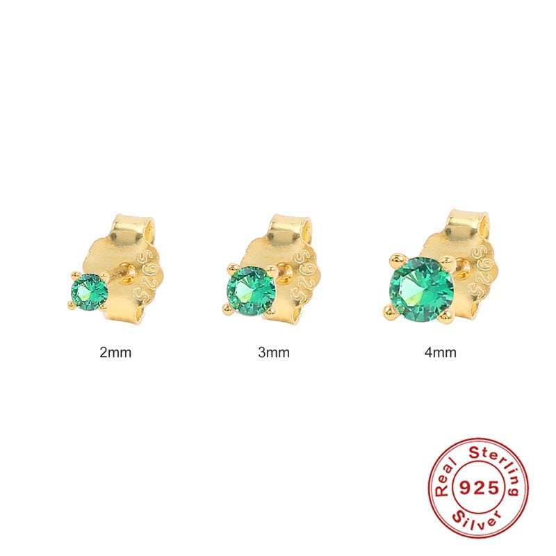 ROXI 3PCS 2/3/4mm 925 Sterling Silver Four-claw Solitaire Piercing Earrings for Women Girls Lovely Round Cartilage Stud Earring