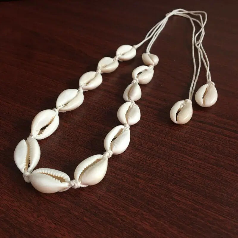 Boho Chained Shell Pendant Rope Choker Necklace