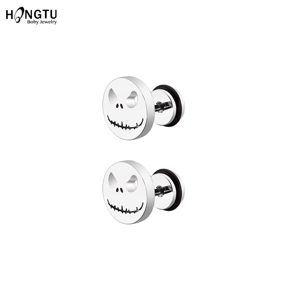 HONGTU 2Pcs Skull Ear Piercing Earring Stud Earrings Stainless Steel Ear Studs Small Earrings Female Punk 2020 Piercing Jewelry