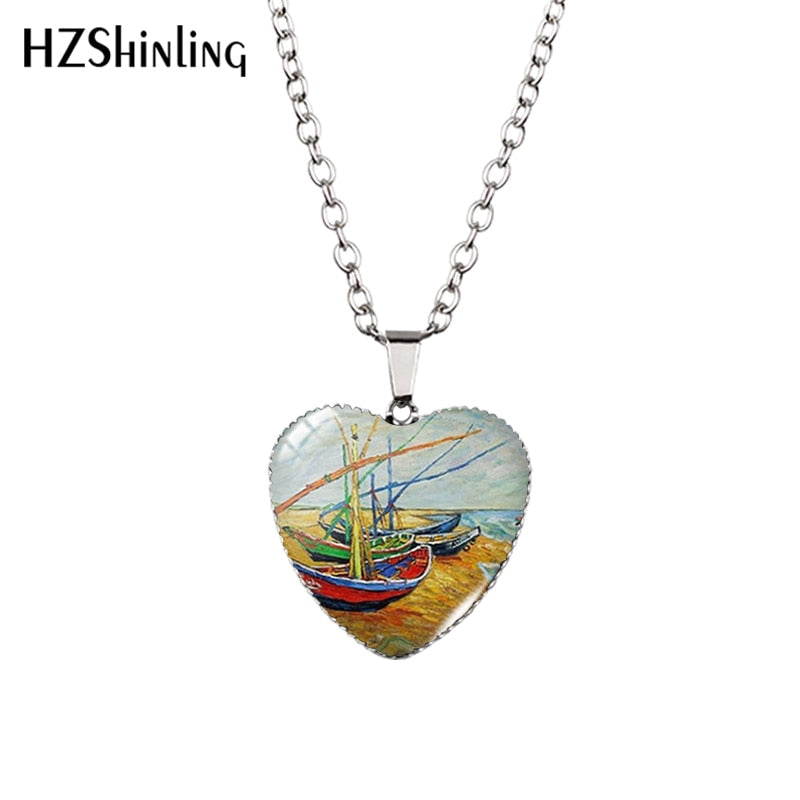 Sunflower Heart Necklace Yellow Sunflower Pendant Glass Picture Jewelry Fashion Heart Necklace HZ3