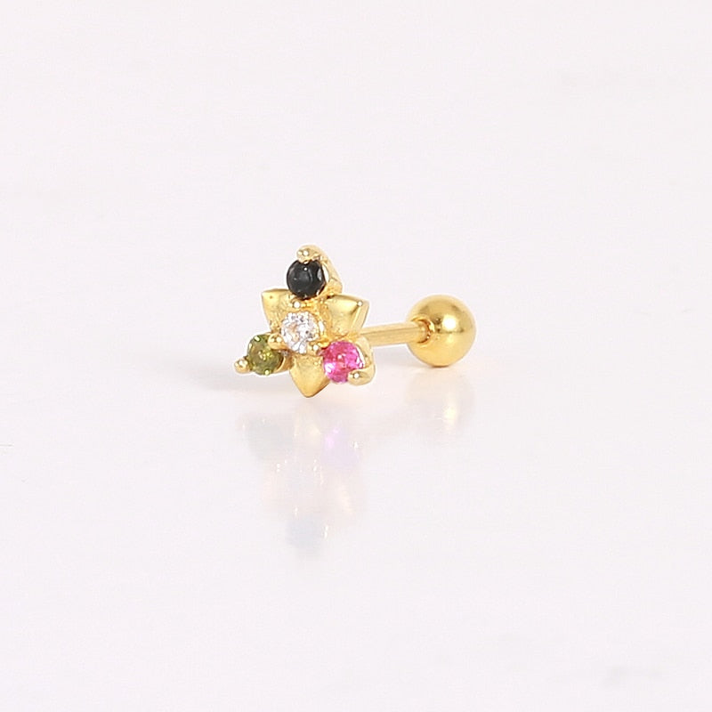 ROXI Flower Lightning Butterfly Cross Symbol Crown Eye Stud Earrings for Women Piercing Earrings Silver 925 Jewelry Pendientes