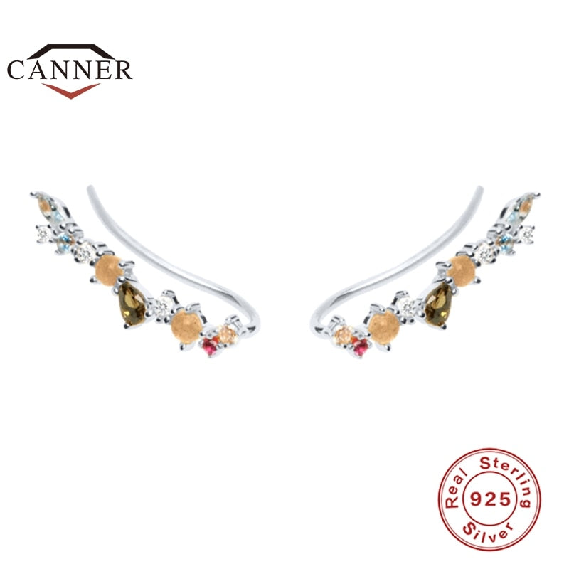 CANNER INS Style Fresh Sweet 925 Sterling Silver Stud Earrings For Women 18K Gold Plated Piercing Earring Jewelry Pendientes
