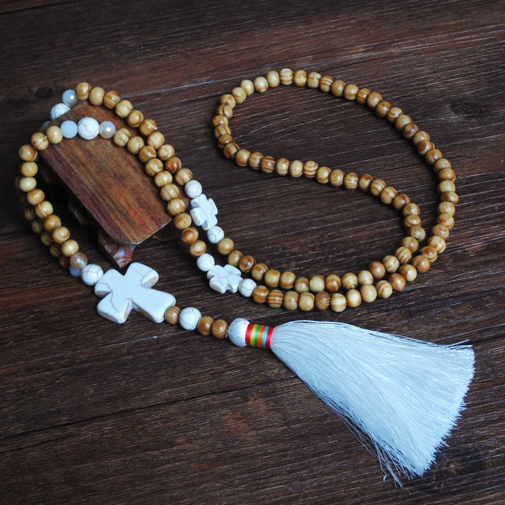 Yumfeel New Bohemian Necklace Handmade Stones Tassels Wood Beads Necklace Long Women Jewelry Gifts