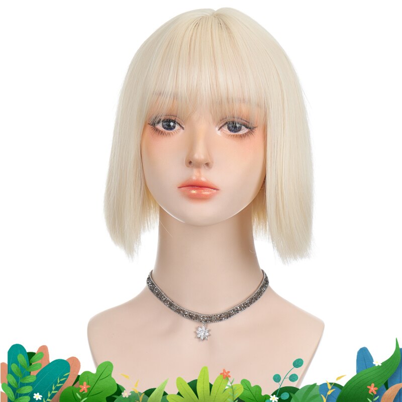 LANLAN synthetic black, pink Lolita wig short straight bob cosplay wig for white/black women heat-resistant hair wig