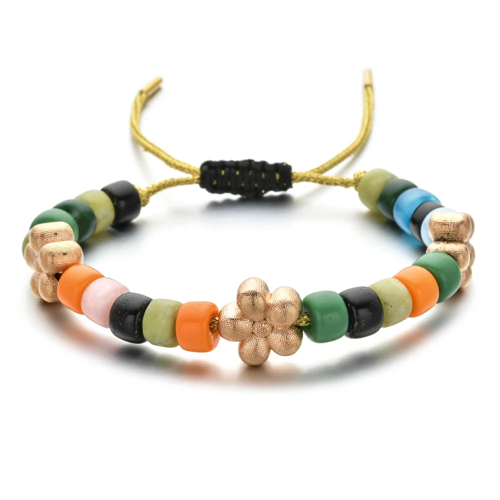 Vintage Boho Handmade Pull Tie on Rope Bracelet DIY Natural Stones Crystal Charm Beads Stone Trendy Bracelet Lucky Jewelry - Charlie Dolly