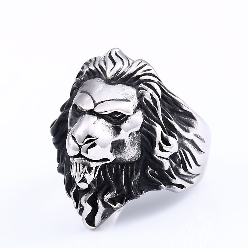 BEIER Punk Male Female Lion Heads Finger Stainles Steel Animal Rings For Men And Women Vintage Personality product BR8-676