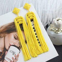 Long Tassel Earrings Fashion Jewelry 2023 Bohemia Statement Summer Dangle Aesthetic Earrings for Women Accessories Korean Style