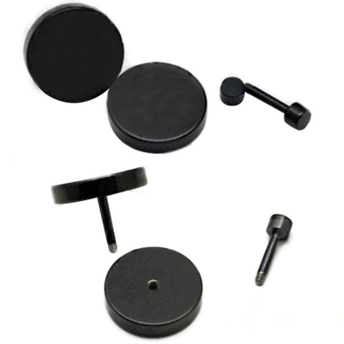 2Pcs Punk Black Unisex Stud Earring Barbell Piercing Earring For Men Women Gothic Street Pop Hip Hop Ear Jewelry Stainless Steel