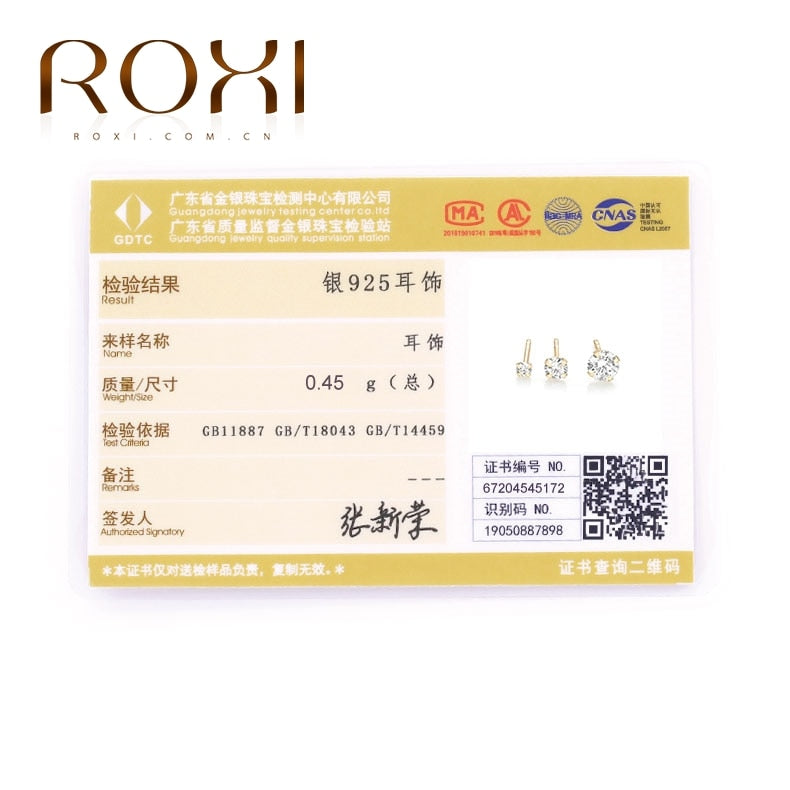 ROXI 3PCS 2/3/4mm 925 Sterling Silver Four-claw Solitaire Piercing Earrings for Women Girls Lovely Round Cartilage Stud Earring