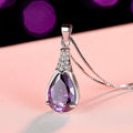 Buyee Amethyst Stone Pendant Chain 925 Sterling Silver Luxury Necklace for Woman Girl Wedding Jewelry Chain 45cm - Charlie Dolly