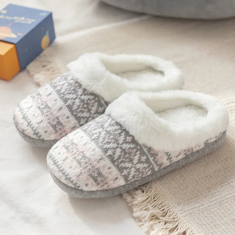 comemore Winter Home Cotton Warm Boots Soft Bottom Non-slip Female Furry Cloud Slipper Women's Home Slipper Flat Shoes for Women - Charlie Dolly
