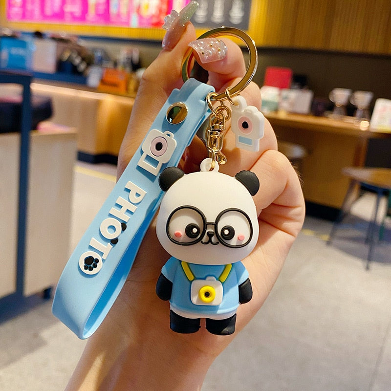 Cartoon Cute Panda Keychain Adorable Animal Keyring Men and Women Kids Bag Pendant Car Key Chain Key Ring Gift for Children