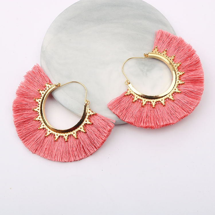 Round Tassel Earrings for Women Jewelry Drop Dangle Earrings Pendientes Mujer Moda Brincos Party Wedding Statement Earrings