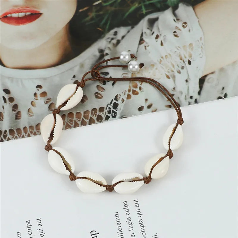 Vintage Cowrie Shell Rope Boho Bracelet