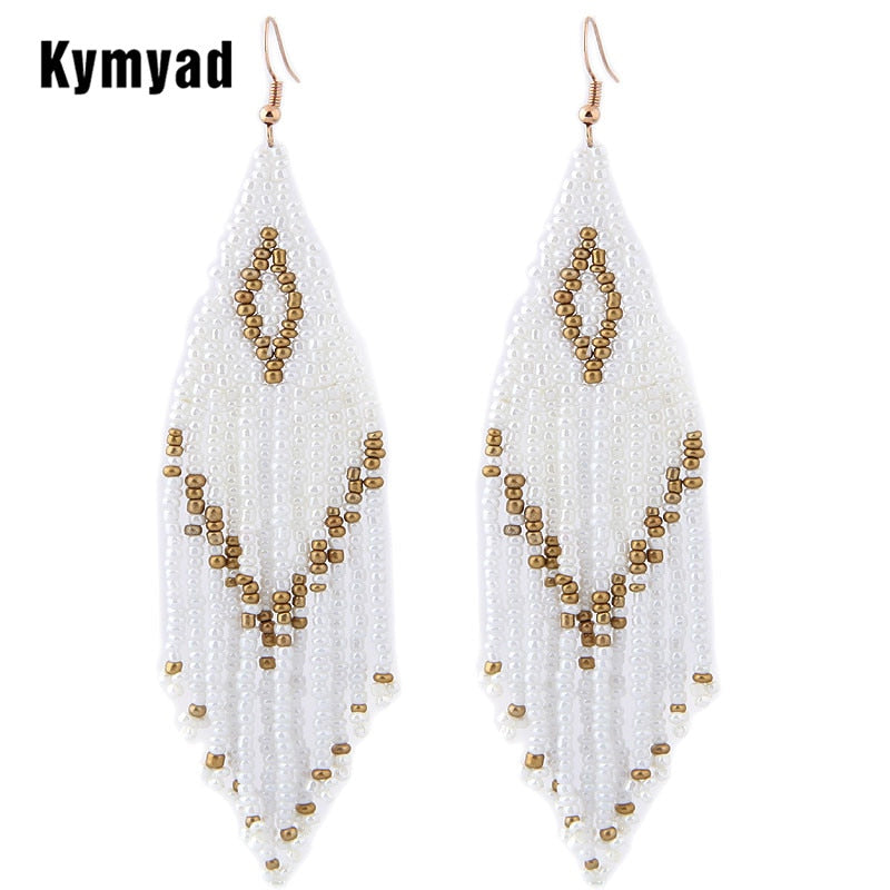Kymyad Earrings 2022 Trend New Long Dangle Earrings Vintage Earings Fashion Jewelry Female Earrings Tassel Beads Chains Earring