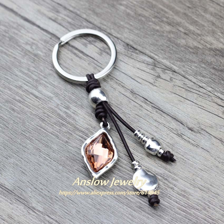Anslow Fashion Jewelry Wrap Crystal Custom Keychain For Female Women Key Chains Ring Girl Friendship Gift LOW0018KY
