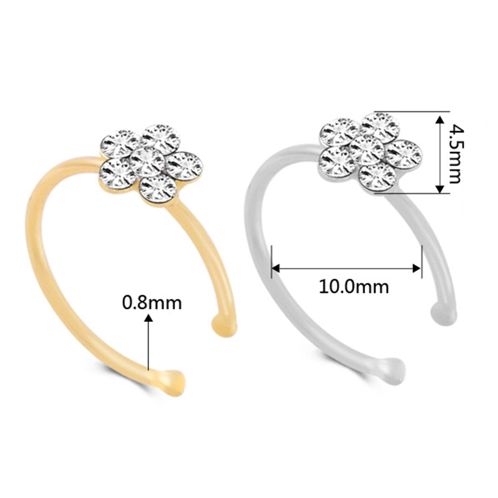 1PCS Fashion Fake Nose Ring Crystal C Clip Septum Lip Non Piercing Swirls Nose Rings Hoop For Women Men Body Jewelry