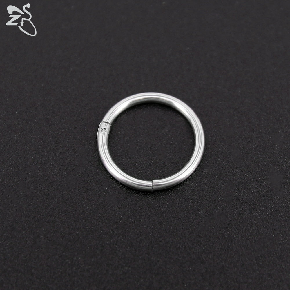 ZS 1 Piece 316L Stainless Steel Nose Ring 16G Zirconia Septum Clicker Rock Ear Helix Septum Piercing Rings Piercing Jewelry 8mm