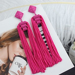 Long Tassel Earrings Fashion Jewelry 2023 Bohemia Statement Summer Dangle Aesthetic Earrings for Women Accessories Korean Style