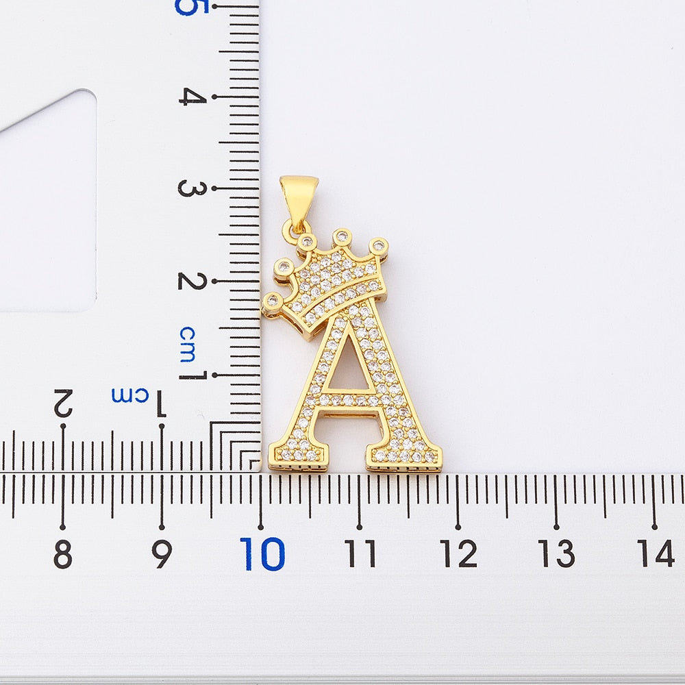 Nidin Luxury Copper Zircon A-Z Crown Alphabet Pendant Chain Necklace Hip-Hop Style Fashion Woman Man Initial Name Jewelry