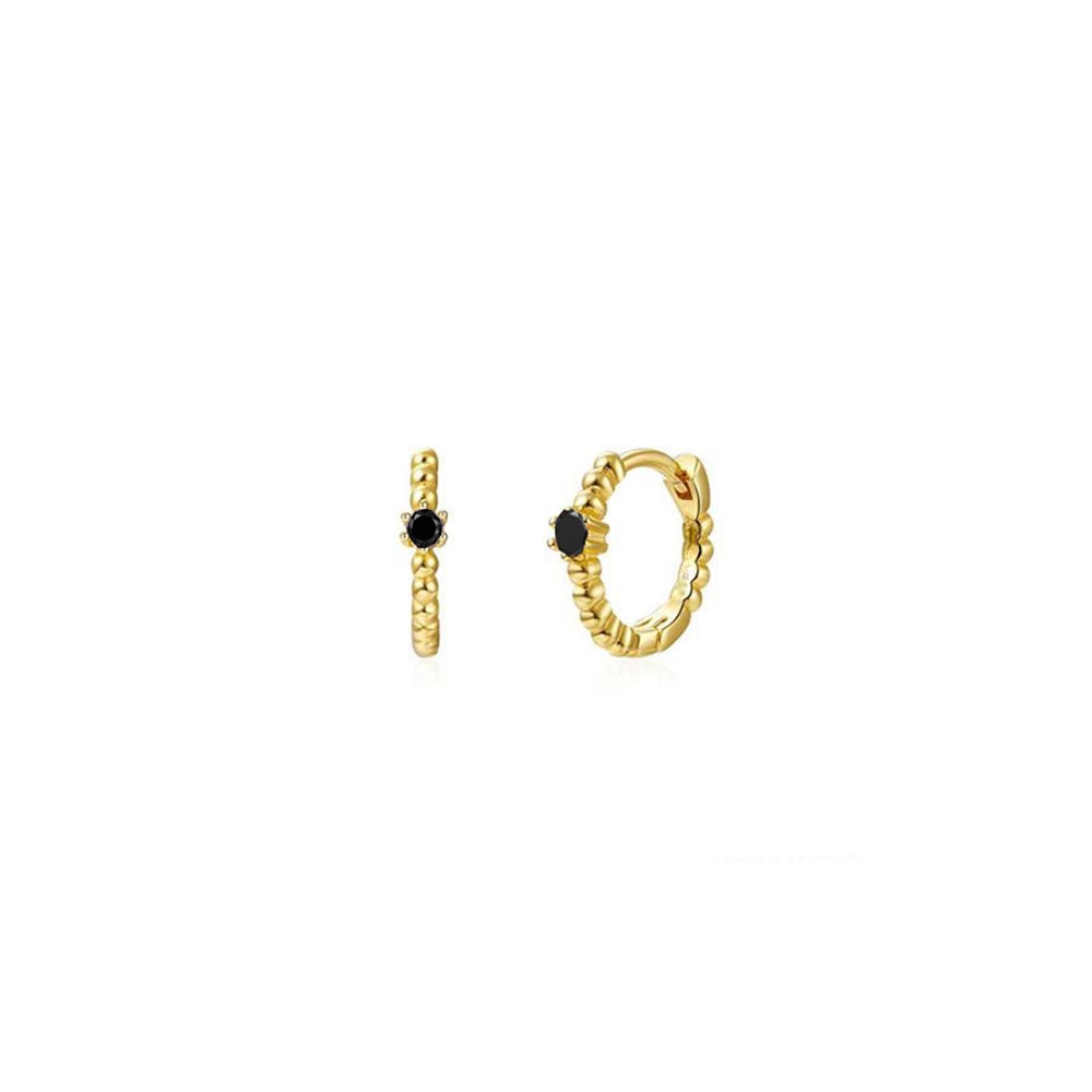 ANDYWEN 925 Sterling Silver 8mm Beads Huggies Middle Hoop Crystal Women Party Piercing Pendiente Clips Wedding Rock Punk Jewelry