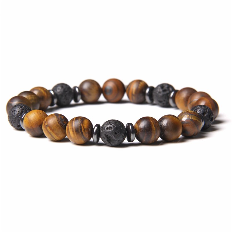 Natural Pink Zebra Stone Beads Bracelet 8mm Lava Volcanic Beaded Charm Bracelet Yoga Jewelry for Women Men Friendship Bracelet
