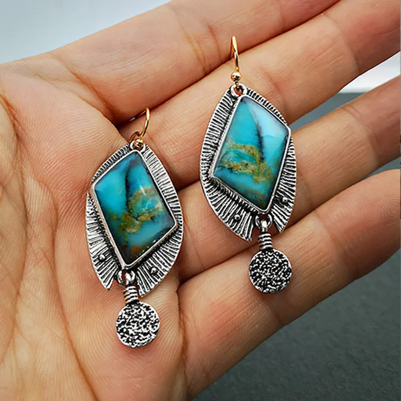Green Enamel Coconut Leaf Pearl Drop Earrings Jewelry
