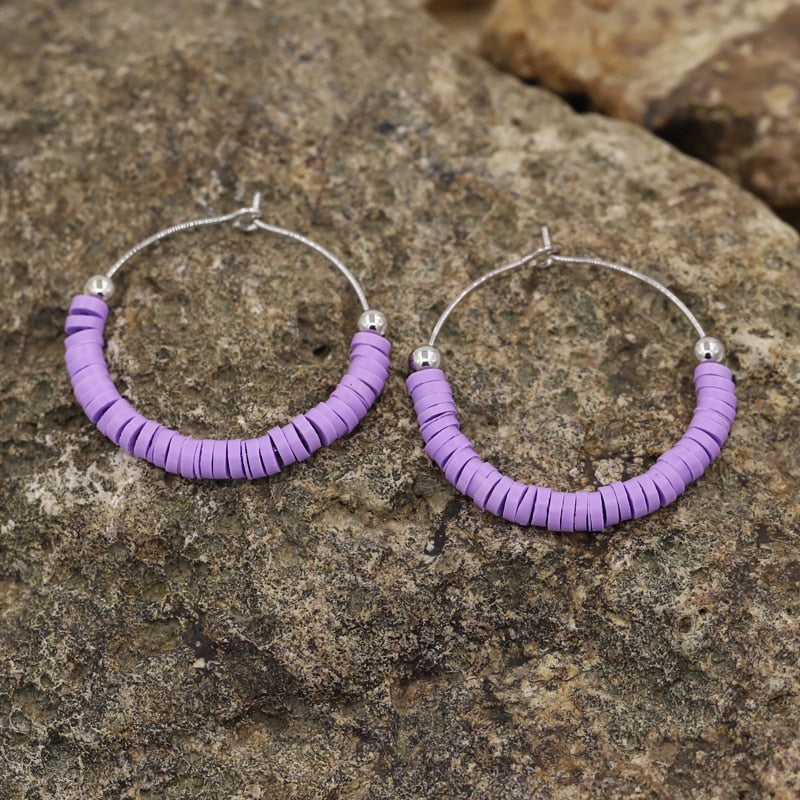 Multicolor Boho Hoop Earrings 2023 New Fashion Colorful Clay korean Jewelry Earrings Accesories for Women Girls