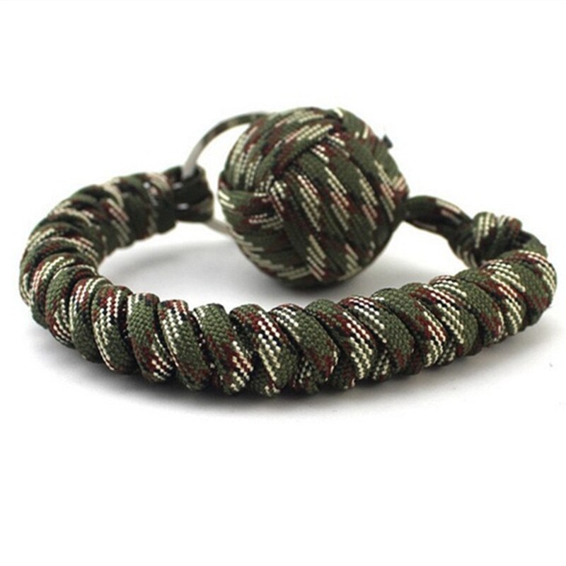 Key Chain With Self-defense Steel Ball 24cm 7-core Outdoor Equipment Parachute Cord Rope Keychain Wild Survival