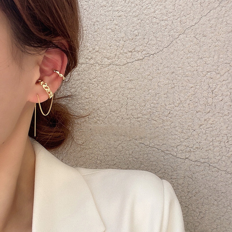 Korean Minimalist Pearl Ear Cuff Pearls Cross Clip Earrings Fake Piercing Ear cuff Women Clips Jewelry No Hole Ear Accessories