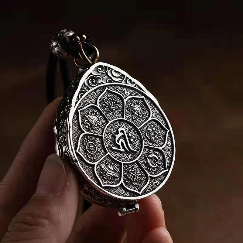 HX فضي اللون Jiugong Bagua العلامة التجارية Gawu صندوق خمر كبار بوذا قلادة مجوهرات نسائية اكسسوارات