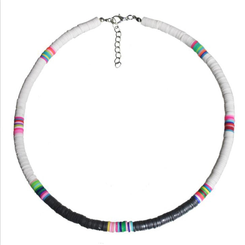 6MM Punk Polymer Clay Necklace Soft Pottery Choker Necklace Colorful Surfer Beads Collar Handmade Femme Jewelry Gifts