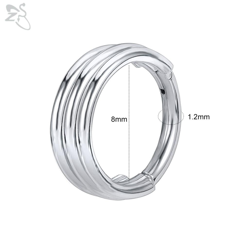 ZS 1 Piece 316L Stainless Steel Nose Ring 16G Zirconia Septum Clicker Rock Ear Helix Septum Piercing Rings Piercing Jewelry 8mm