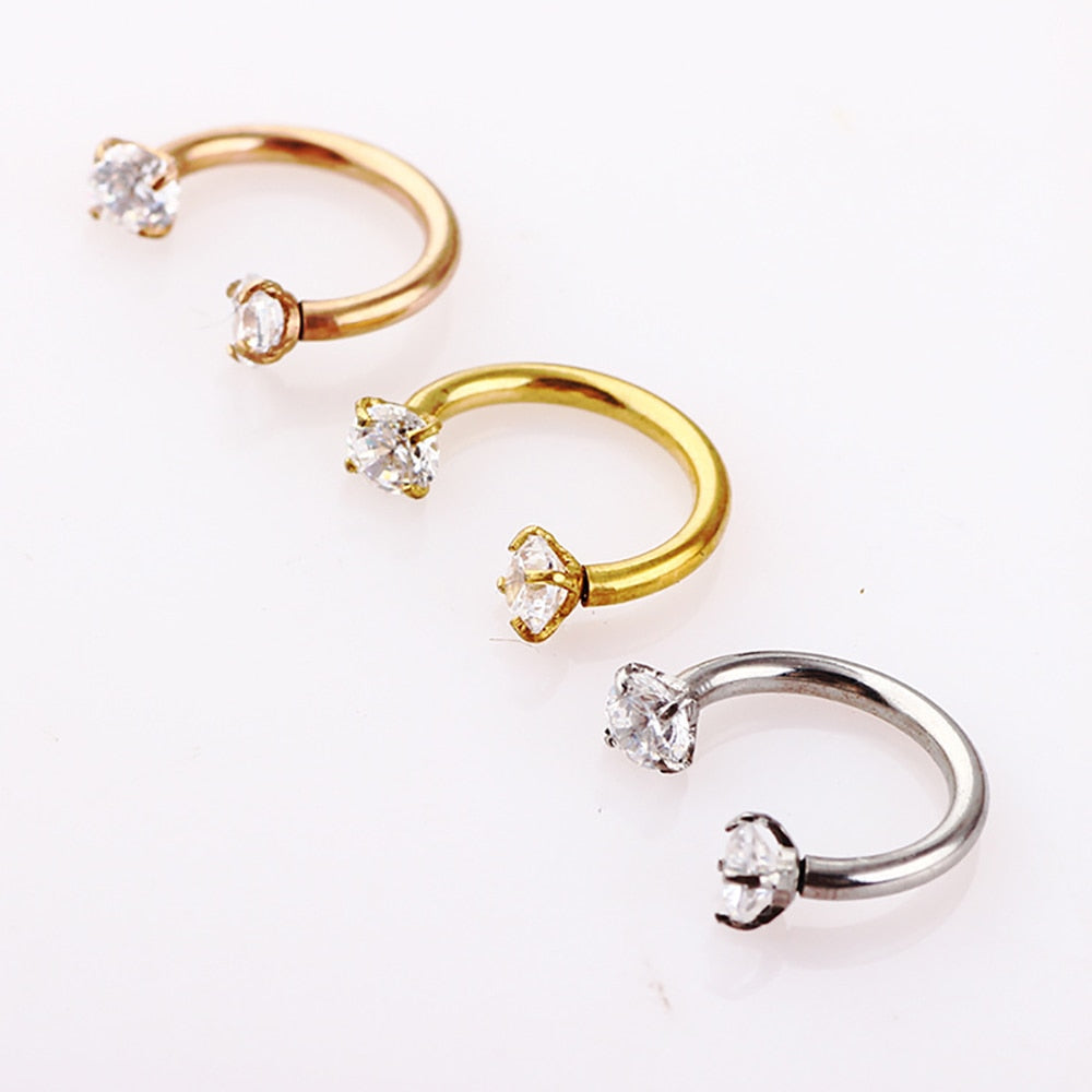 1PCS Fashion Fake Nose Ring Crystal C Clip Septum Lip Non Piercing Swirls Nose Rings Hoop For Women Men Body Jewelry