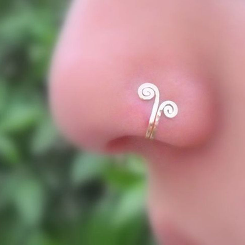 1pcs Copper Wire Spiral Fake Piercing Nose Ring Gold Silver Color Clip Nose Ring Also Can Be Ear Clip Cuff Jewelry