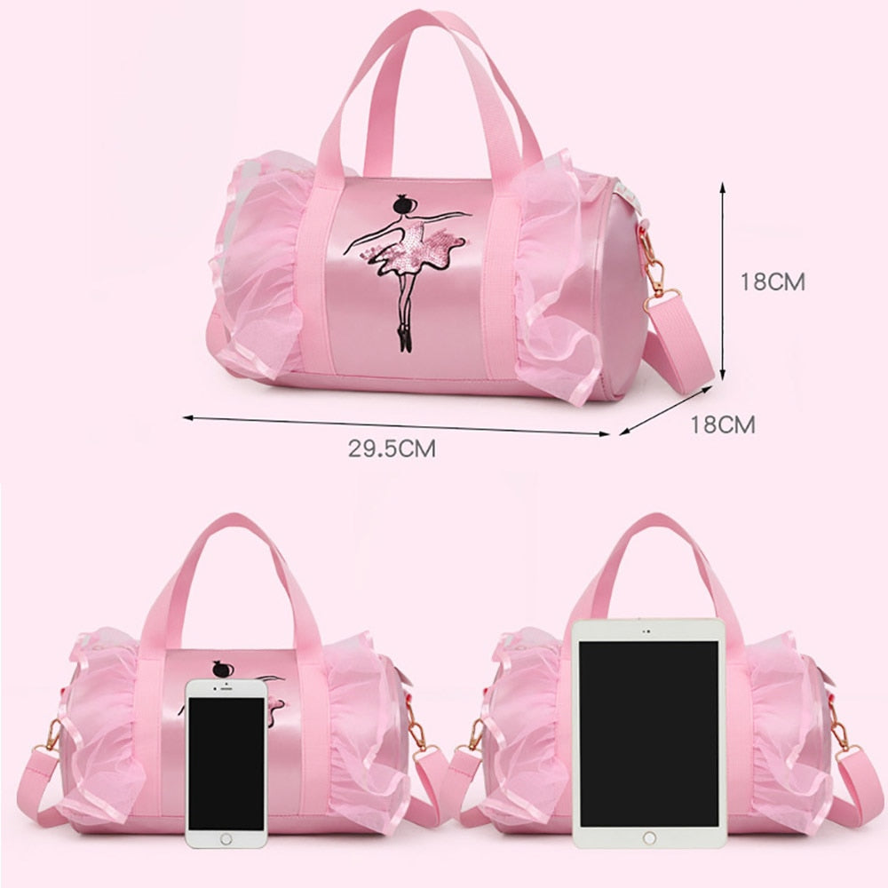 Ballet Dance Bags Pink Girls Sports Dance Kids Backpack Baby Barrels Package Bag Costume Clothes Shoes Dress Handbag